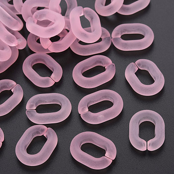 Transparent Acrylic Linking Rings, Quick Link Connectors, Frosted, Oval, Pink, 19.5x15x5mm, Inner Diameter: 6x11
mm