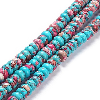 Synthetic Turquoise Beads Strands, Dyed, Rondelle, Turquoise, 8x5mm, Hole: 0.7mm, about 80~84pcs/strand, 15.94~16.14 inch(40.5~41cm)