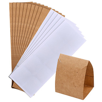 60Pcs Rectangle Foldable Cardboard Necklace Display Cards, with 10 Sheets PE Necklace Chain Adhesive Pouches, BurlyWood, Card: 24.5x6.5x0.03cm, Hole: 1.8mm