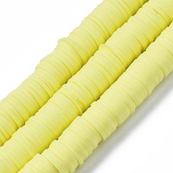 Flat Round Eco-Friendly Handmade Polymer Clay Beads, Disc Heishi Beads for Hawaiian Earring Bracelet Necklace Jewelry Making, Champagne Yellow, 10mm