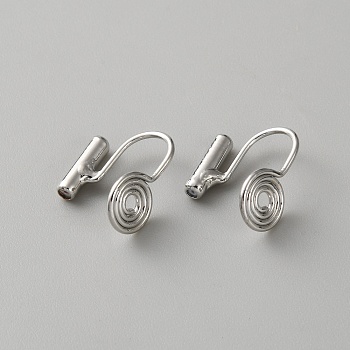 Brass Ear Cuff Findings, Flat Round, Platinum, 14.5x12x8mm, Hole: 0.5mm