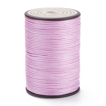 Round Waxed Polyester Thread String, Micro Macrame Cord, Twisted Cord, for Leather Sewing Stitching, Lilac, 0.8mm, about 54.68 Yards(50m)/Roll