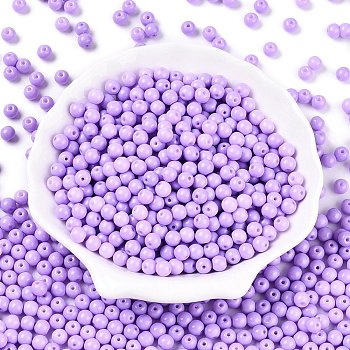 Opaque Baking Painted Glass Beads, Round, Lilac, 5.5x4.5~5mm, Hole: 1mm, about 2500pcs/pound