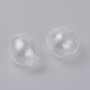 Round Mechanized Blown Glass Globe Ball Bottles, for Stud Earring or Crafts, Oval, Clear, 22x18mm, Hole: 4mm