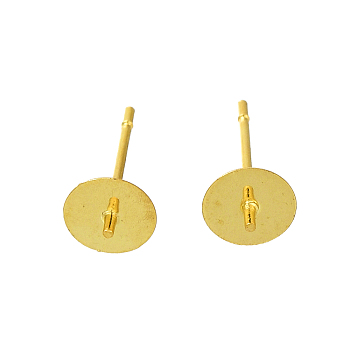 304 Stainless Steel Stud Earring Findings, for Half Drilled Beads, Real 18K Gold Plated, 14x6mm, Pin: 12x0.8mm