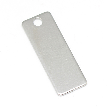 304 Stainless Steel Stamping Blank Tag Pendants, Rectangle, Stainless Steel Color, 25x9x1mm, Hole: 2.5mm
