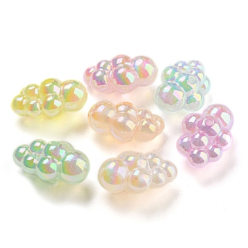 UV Plating Luminous Acrylic Beads, Glow in the Dark, Iridescent Cloud, Mixed Color, 12x23.5x17mm, Hole: 2mm
