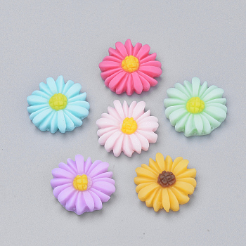 Resin Cabochons, Chrysanthemum, Mixed Color, 16~17x5mm