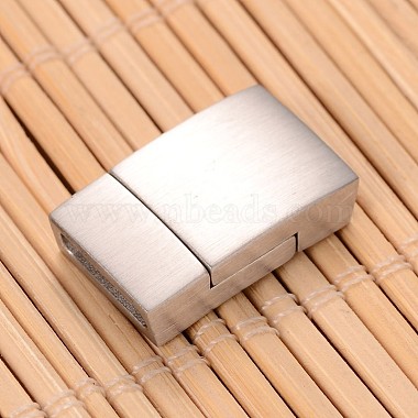 MIxed Smooth & Matte 304 Stainless Steel Rectangle Magnetic Clasps with Glue-in Ends(X-STAS-I045-05)-2