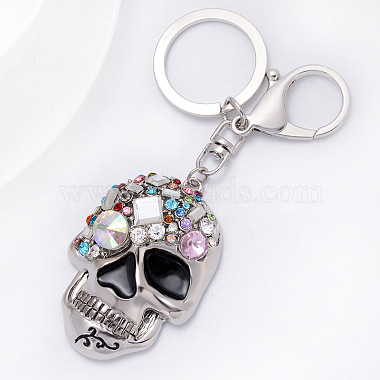 Skull Alloy Rhinestone+Enamel Keychain
