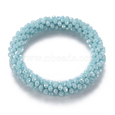 AB Color Plated Faceted Opaque Glass Beads Stretch Bracelets(BJEW-S144-003D)-3
