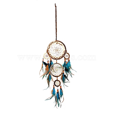 Web / filet tissé en ABS de style indien avec des décorations de pendentifs en plumes(AJEW-B016-06)-2