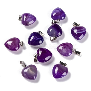 Platinum Purple Heart Natural Agate Pendants
