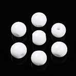 Opaque Solid Color Glass Beads, Round, White, 6~6.5mm, Hole: 1.2~1.4mm, about 3030pcs/1000g(GLAA-N007-6mm-A02)