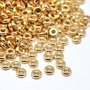 Brass Flat Round Spacer Beads, Golden, 4x1.5mm, Hole: 1.5mm(KK-M085-13G-NR)