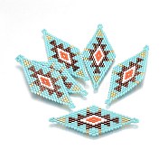 MIYUKI & TOHO Handmade Japanese Seed Beads Links, Loom Pattern, Rhombus, Colorful, 60~61x24.5~25x1.7mm, Hole: 1.6mm(SEED-A029-AC01)