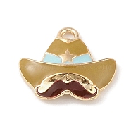 Alloy Enamel Pendants, Light Gold, Cowboy Hat Charm, Dark Gray, 14x16x3.5mm, Hole: 1.6mm(ENAM-Z010-20KCG)