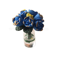 Miniature Rose Potted Plant Flower Arrangement, 1/12 Scale Model, Cement Production Dollhouse Accessories, Dodger Blue, 39x26mm(PW-WG52079-05)