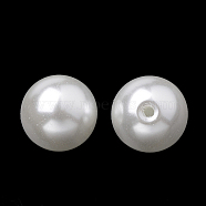 Eco-Friendly Glass Pearl Beads, High Luster, Grade A, Half Hole, Round, White, 8mm, Hole: 1.2mm(GLAA-S172-8mm-02)