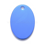 Pet Aluminium Pendants, Stamping Blank Tag, Oval, Blue, 38x25x1mm, Hole: 3.5mm(ALUM-I002-05D)