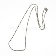 304 Stainless Steel Venetian Chain Necklace Making, Stainless Steel Color, 23.43 inch~23.82 inch(59.5~60.5cm)x2mm(STAS-A028-N032P)