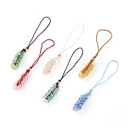 Glass Pendant Decorations, with Nylon Thread and Brass Round Beads, Donut, Golden, Mixed Color, 95mm, Hole: 35mm(HJEW-JM00408)