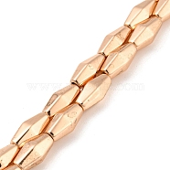 Electroplated Synthetic Magnetic Hematite Beads Strands, Rhombus, Rose Gold Plated, 12~12.3x5.2~5.8x5.2~5.8mm, Hole: 1.2mm, about 33pcs/strand, 17.91''(45.5cm)(G-Z032-A01-01RG)