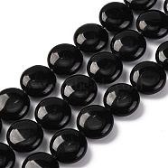 Natural Obsidian Beads Strands, Flat Round, 16x6.5~7mm, Hole: 1.2mm, about 25pcs/strand, 14.96~15.35 inch(38~39cm)(G-C159-A03-01)