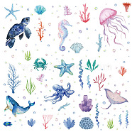 8 Sheets 8 Styles PVC Waterproof Wall Stickers, Self-Adhesive Decals, for Window or Stairway Home Decoration, Rectangle, Sea Animals, 200x145mm, about 1 sheets/style(DIY-WH0345-040)