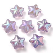 UV Plating Rainbow Iridescent Imitation Jelly Acrylic Beads, Star, Plum, 19x20x9mm, Hole: 2mm(OACR-C007-07C)