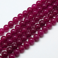 Natural Malaysia Jade Bead Strands, Round Dyed Beads, Medium Violet Red, 8mm, Hole: 1mm, about 48pcs/strand, 15 inch(G-M101-8mm-08)