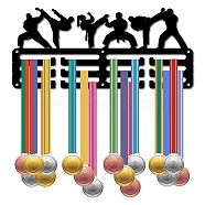 Sports Theme Iron Medal Hanger Holder Display Wall Rack, with Screws, Karate Pattern, 130x290mm(ODIS-WH0055-006)