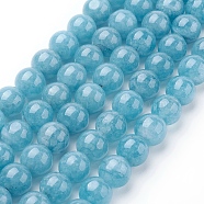 Natural White Jade Beads Strands, Imitation Aquamarine Color, Dyed, Round, Dark Cyan, 10mm, Hole: 1mm, about 40pcs/strand, 15.3 inch(G-G051-R1-10mm)