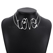 Punk Style Alloy Choker Necklaces for Women, Platinum, Word, 12.99 inch(33cm)(WGA180C-06)