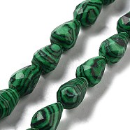 Synthetic Malachite Beads Strands, Faceted Teardrop, 10x7mm, Hole: 1.2mm, about 20pcs/strand, 7.87''(20cm)(G-P520-B17-01)