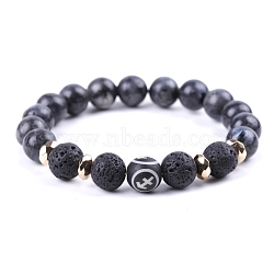 Natural Lava Rock Stretch Bracelets, Constellation Bracelet, Sagittarius, Inner Diameter: 2-3/8 inch(6cm)(PW-WG48909-09)