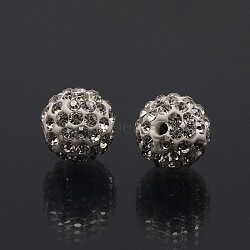 Polymer Clay Rhinestone Beads, Pave Disco Ball Beads, Grade A, Round, PP11, Crystal, PP11(1.7~1.8mm), 8mm, Hole: 1.5mm(RB-A053-8mm-01)