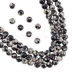 Synthetic Snowflake Obsidian Beads Strands, Round, 6mm, Hole: 1.2mm, about 64pcs/strand, 14.96''(38cm), 3 strands/box(G-NB0003-64)