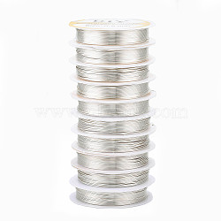 Round Copper Jewelry Wire, Long-Lasting Plated, Silver Color Plated, 20 Gauge, 0.8mm, about 9.84 Feet(3m)/roll(CWIR-Q006-0.8mm-S)