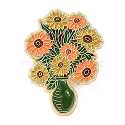 Sunflower Enamel Pins, Alloy Lapel Pin Backs for Backpack Clothes, Colorful, 31x23mm(JEWB-I053-02G)