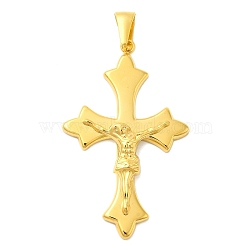 Ion Plating(IP) 304 Stainless Steel Big Pendants, Crucifix Cross Charm, Golden, 55x34x5.5mm, Hole: 10x4mm(STAS-D110-27G)