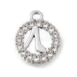 UV Plating Alloy Crystal Rhinestone Charms, Flat Round Charms, Platinum, 14x11x2mm, Hole: 1.6mm(RB-CBAD37D-28P)
