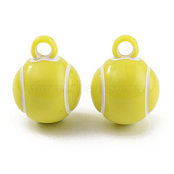 Opaque Acrylic Pendants, Tennis, with Loop, Yellow, 25.5x19.5mm, Hole: 4mm(OACR-P028-01B)