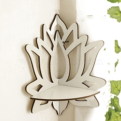 Lotus Wooden Shelf for Crystals, Witchcraft Floating Wall Shelf, Candle Holder, White, 290x200mm(PW-WGC3CDC-11)