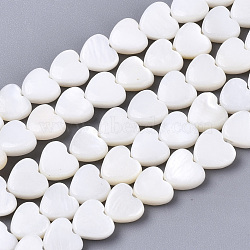 Natural Freshwater Shell Beads Strands, Heart, Creamy White, 6x6x1~3mm, Hole: 0.8mm, about 68~72pcs/strand, 15.16 inch(38.5cm)(SHEL-N026-67)