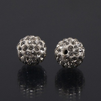 Polymer Clay Rhinestone Beads, Pave Disco Ball Beads, Grade A, Round, PP11, Crystal, PP11(1.7~1.8mm), 8mm, Hole: 1.5mm