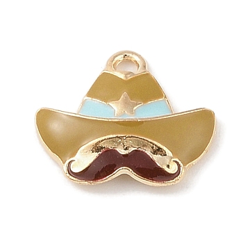 Alloy Enamel Pendants, Light Gold, Cowboy Hat Charm, Dark Gray, 14x16x3.5mm, Hole: 1.6mm