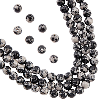 Synthetic Snowflake Obsidian Beads Strands, Round, 6mm, Hole: 1.2mm, about 64pcs/strand, 14.96''(38cm), 3 strands/box