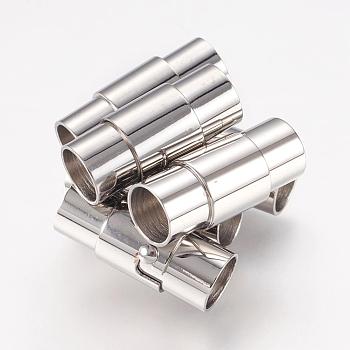 Column Stainless Steel Locking Tube Magnetic Bracelet Necklace Clasps, Size: about 8mm wide, 18mm long, 6mm inner diameter