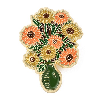 Sunflower Enamel Pins, Alloy Lapel Pin Backs for Backpack Clothes, Colorful, 31x23mm